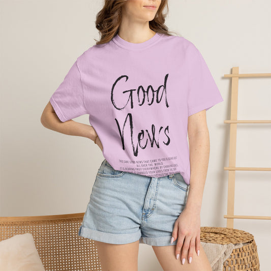 Colossians 1:6 'Good News' Cotton T-Shirt — Scripture Comfort Tee