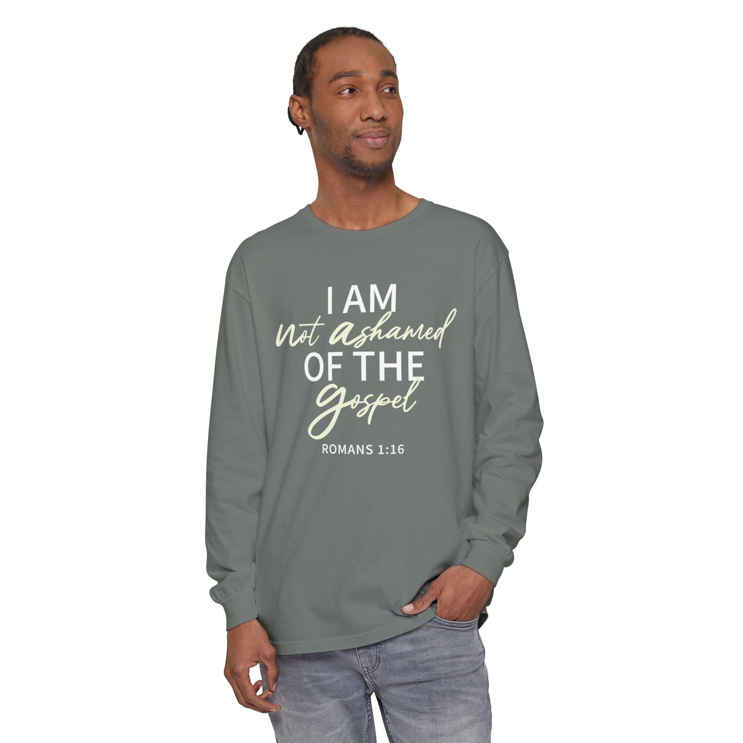 Romans 1:16 Beige 100% Cotton Lon Sleeve Comfort Color
