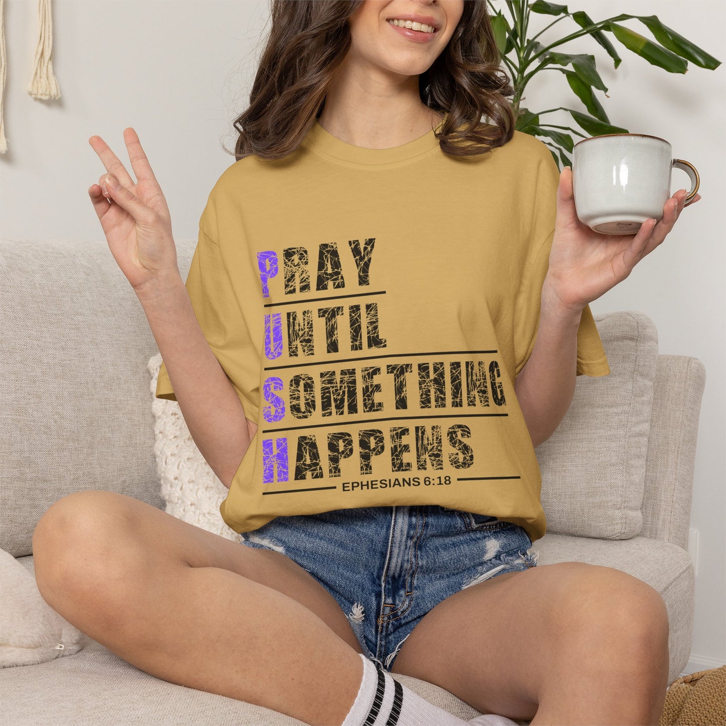 PUSH Ephesians 6:18 100% Cotton Faith & Prayer Graphic Tee