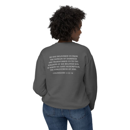 Rescued Colossians 1:13 Cotton Crewneck Sweatshirt — Bible Verse Christian Pullover