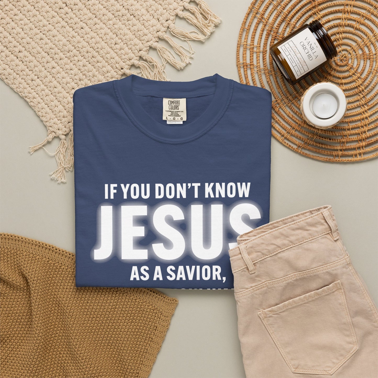 Know Jesus as Savior Cotton T-shirt — Faith-Based Christian Tee