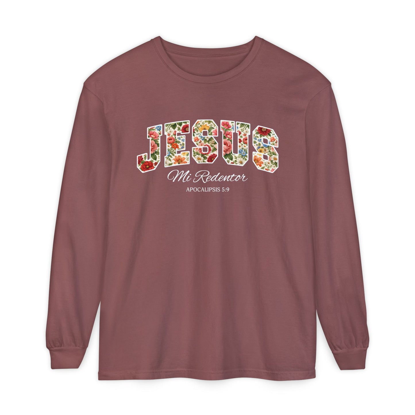 Jesus Mi Redentor Long Sleeve-Shirt — Spanish Christian Faith Tee 100% Cotton