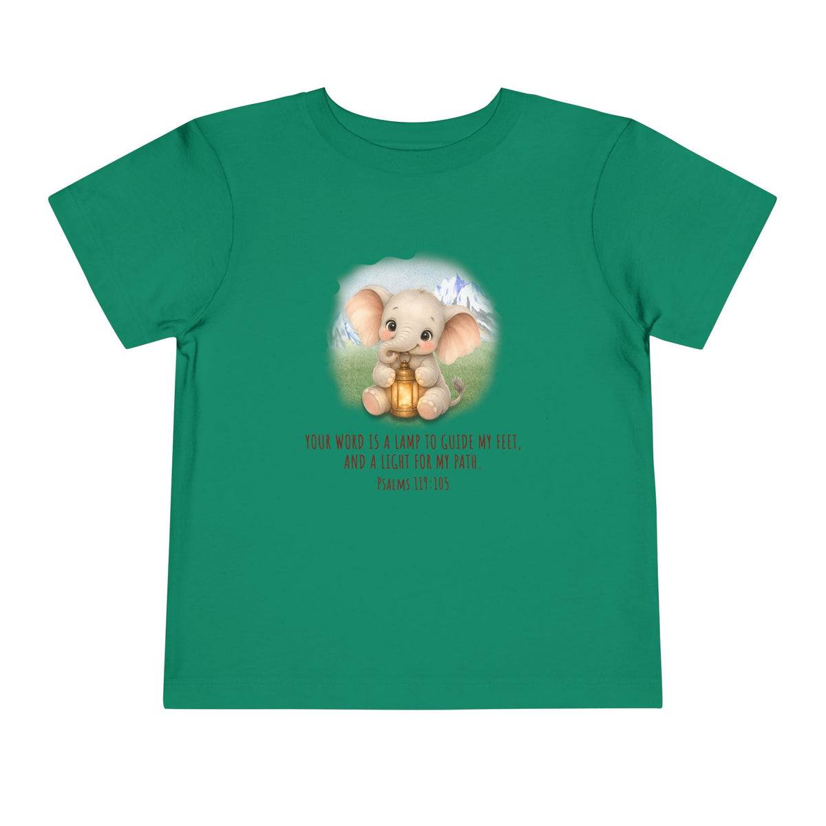 Toddler Tee - Cute Elephant with Lantern & Psalm 119:105 Inspirational Kids T-Shirt