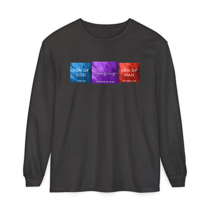 Son of Man Son of God Cotton T‑Shirt — Christian Faith Graphic Long Sleeve Tee