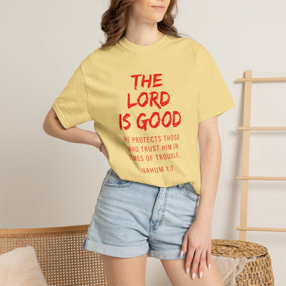 The Lord is Good "Nahum 1:7" Red T-Shirt