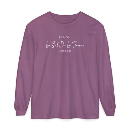 Somos la Sal de la Tierra Mateo 5:13 100% Cotton long Sleeve -Shirt — Spanish Wise Woman Bible Verse