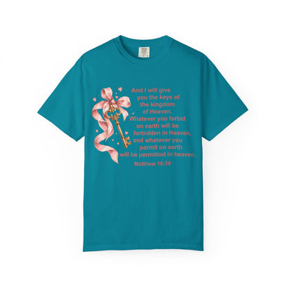 Christian Scripture Keys of the Kingdom T-shirt — Matthew 16:19 Floral Design
