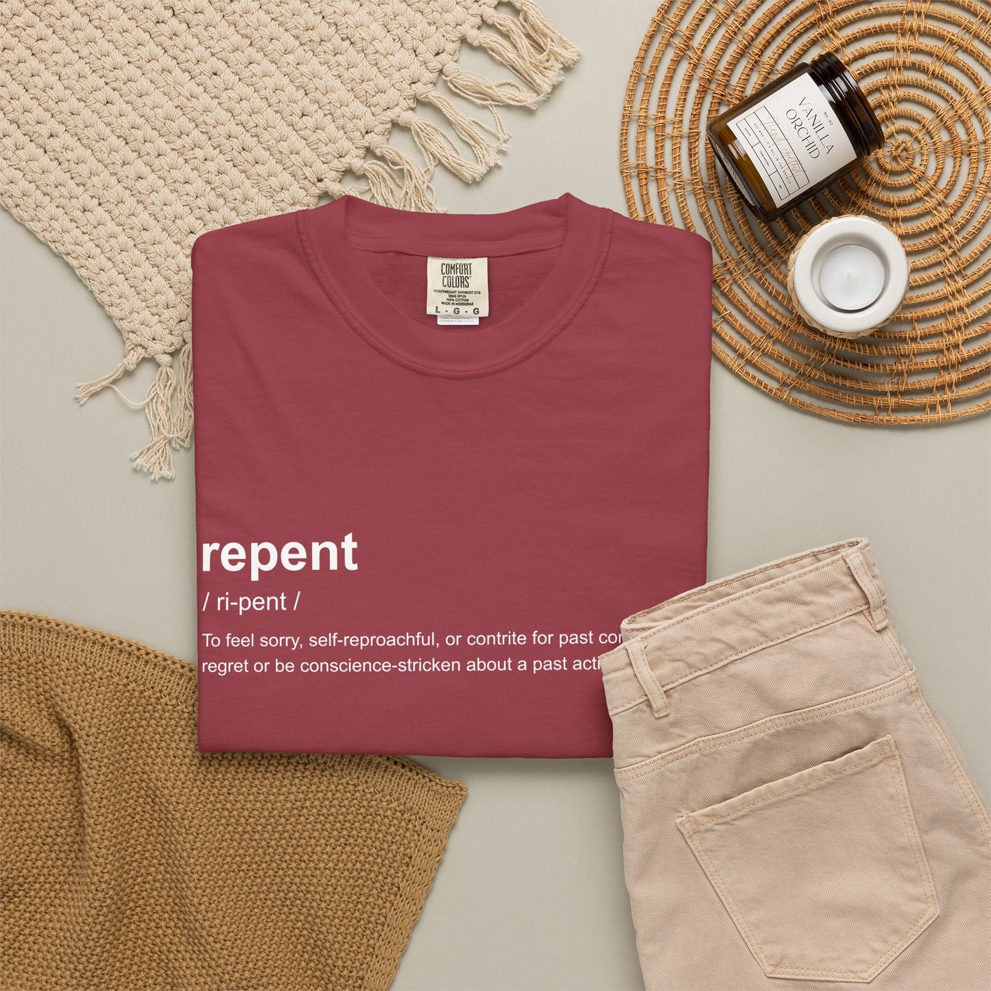 Repent Definition T-Shirt — 100% Cotton Garment-Dyed