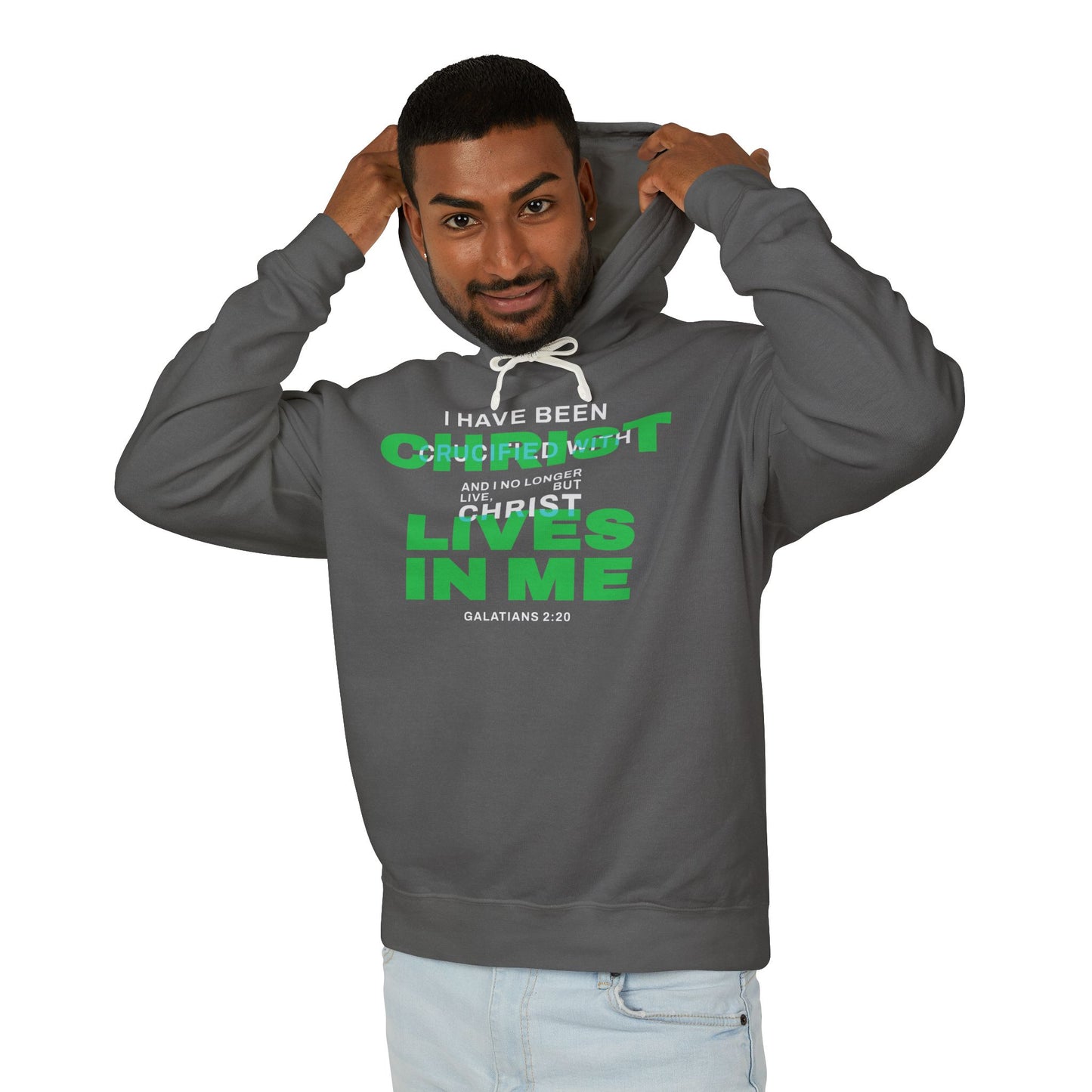 I have been Crucified with Christ "Galatians 2:20" Green 100%Cotton Comfort Color Hoodie