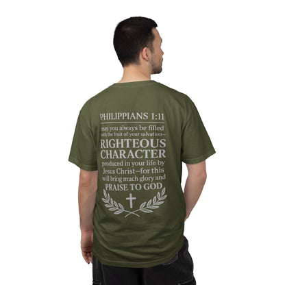 Righteous Character  T‑Shirt — Philippians 1:11 Inspirational Christian Tee