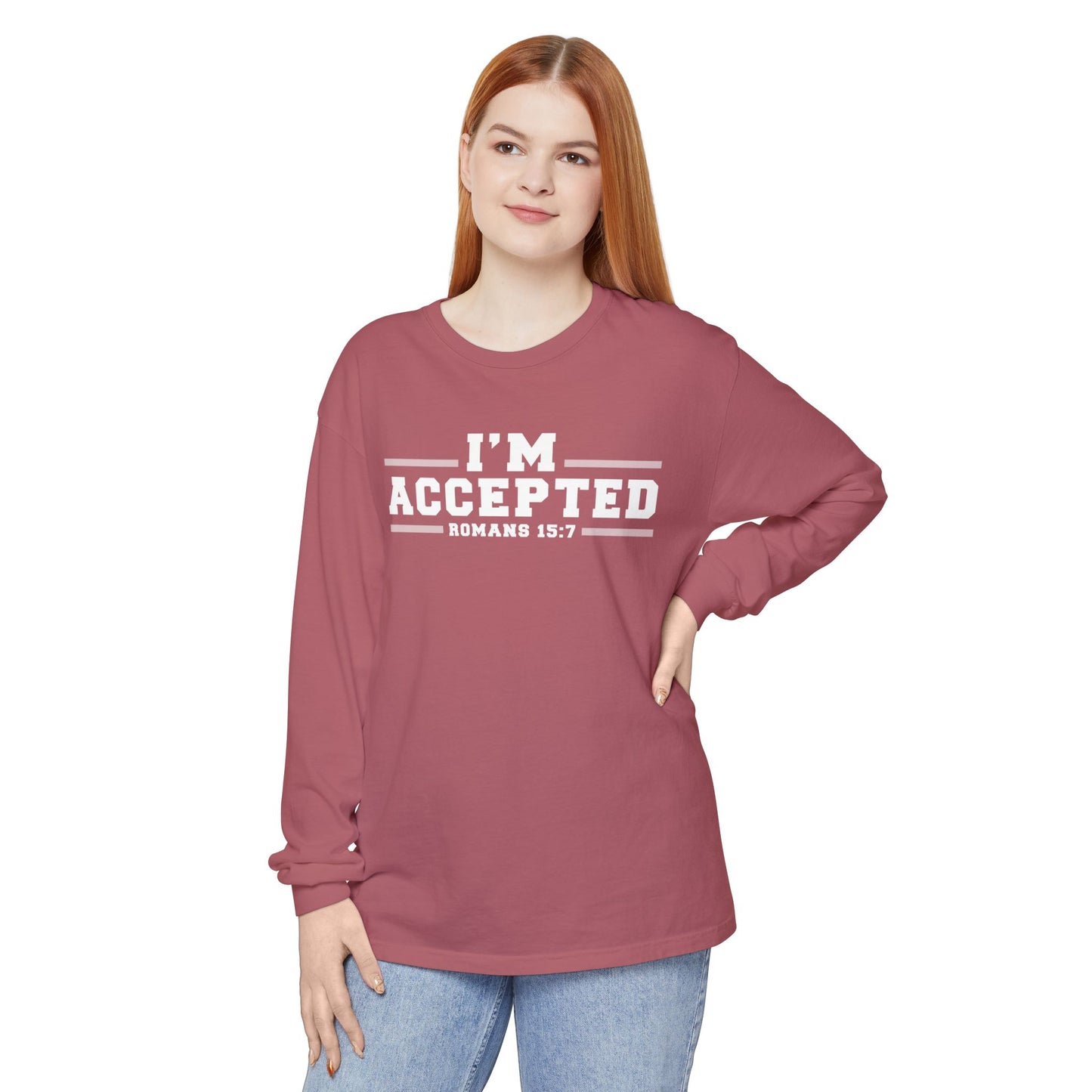 I'm Accepted — Romans 15:7 Graphic long sleeve-Shirt