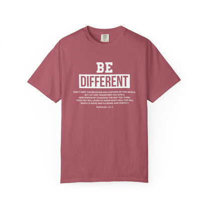 Be Different Romans 12:2 T-Shirt — Christian Faith Graphic T-shirt