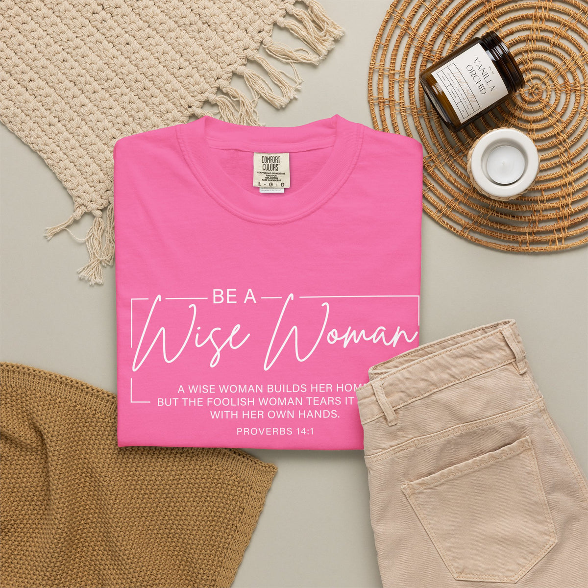Wise Woman Proverbs 14:1 100% Cotton T-Shirt — Christian Inspirational Tee