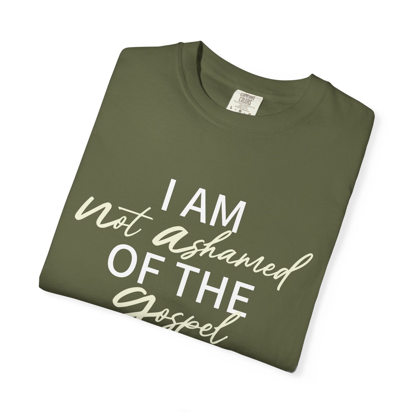 Romans 1:16 T-Shirt — Beige 100% Cotton