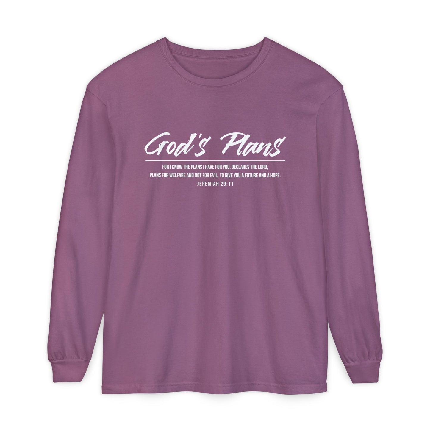 Jeremiah 29:11 'God's Plans' Long Sleeve T-Shirt — Inspirational Christian Faith Tee