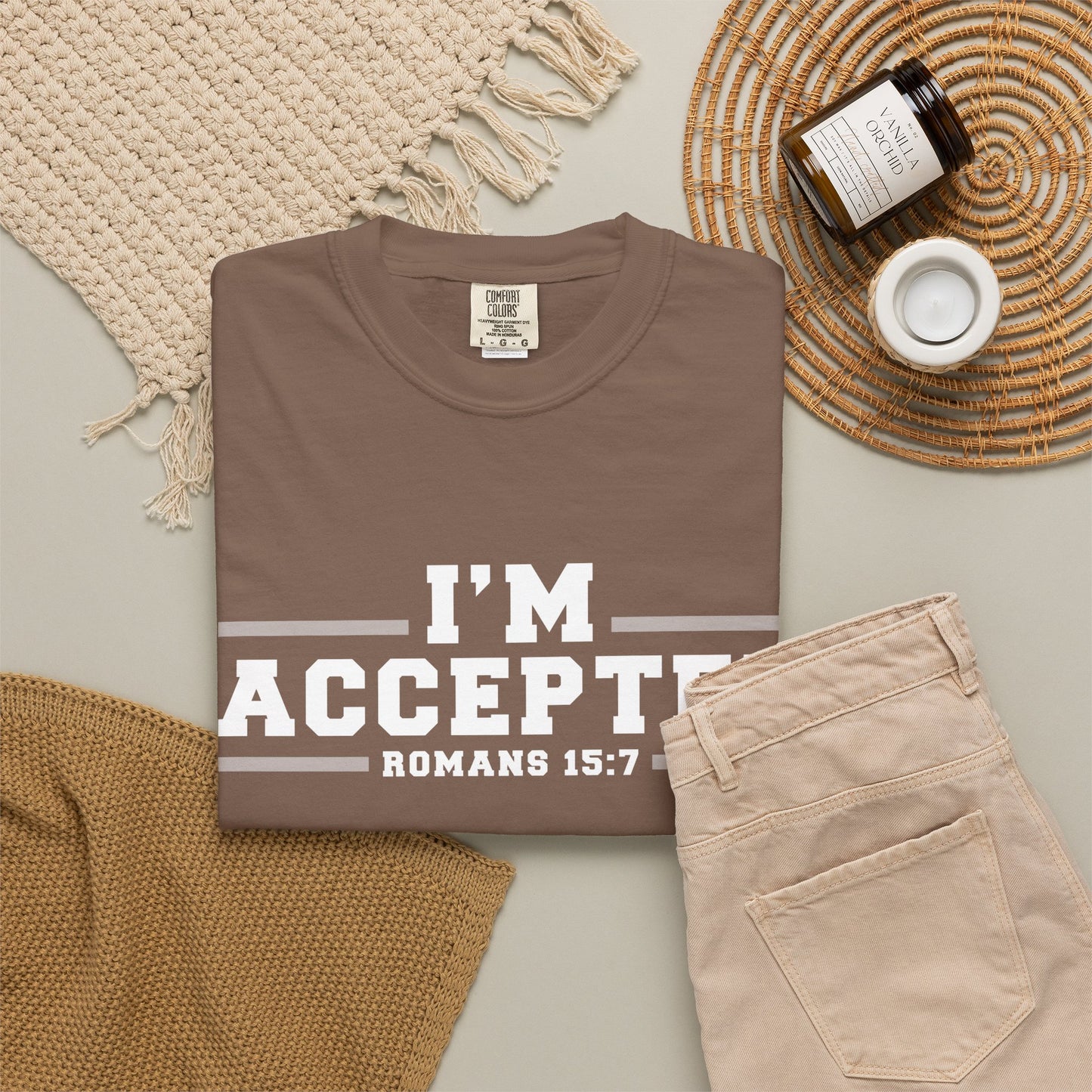 I'm Accepted "Romans 15:7" Cotton T-Shirt — Faith-Inspired Christian Tee