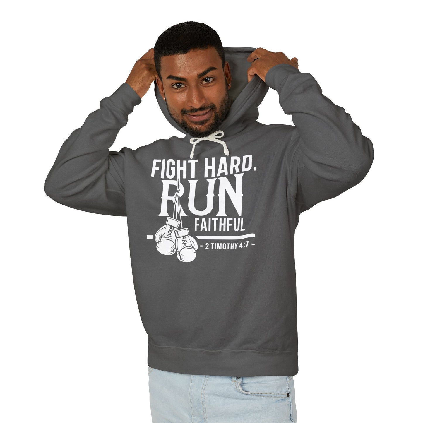 Fight Hard 2 Timothy 4:7 Long Sleeve T‑Shirt — Inspirational Christian Scripture  Faith-Based Christian Hoodie