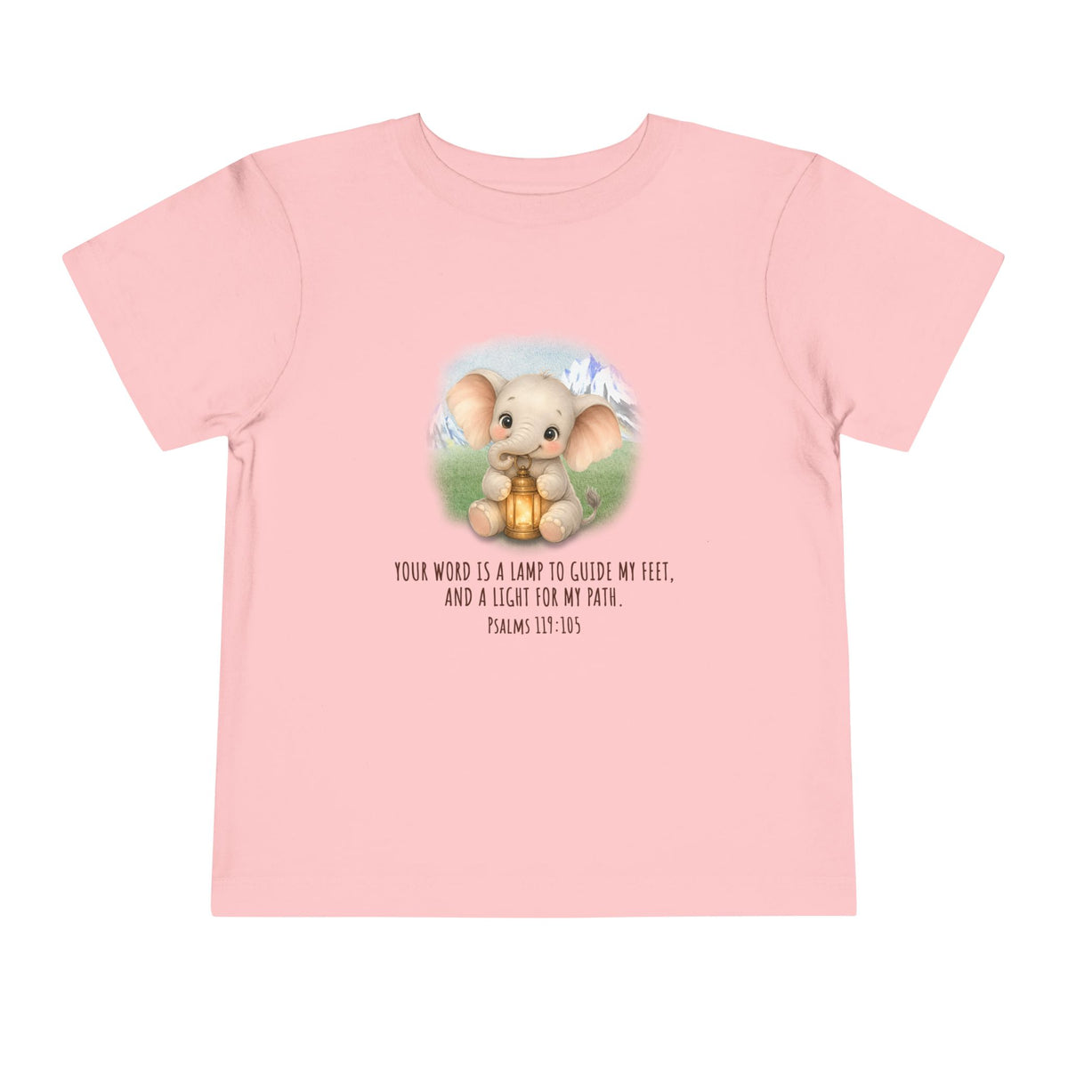 Toddler Tee - Cute Elephant with Lantern & Psalm 119:105 Inspirational Kids T-Shirt