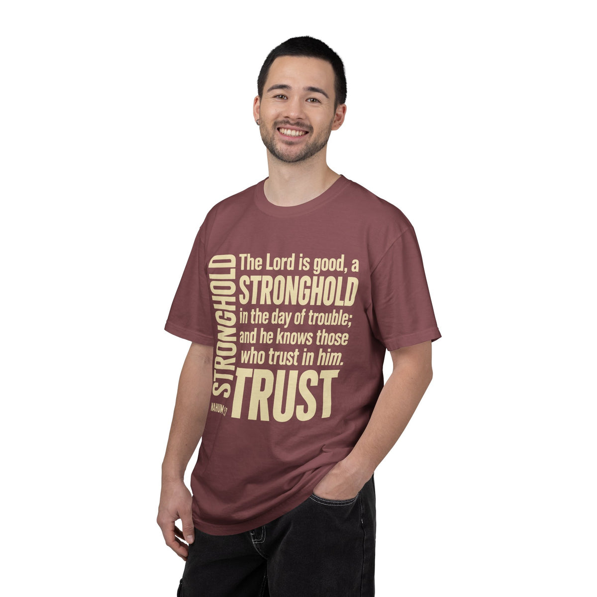 The Lord is Good Christian T-Shirt — Nahum 1:7 Bible Verse Tee