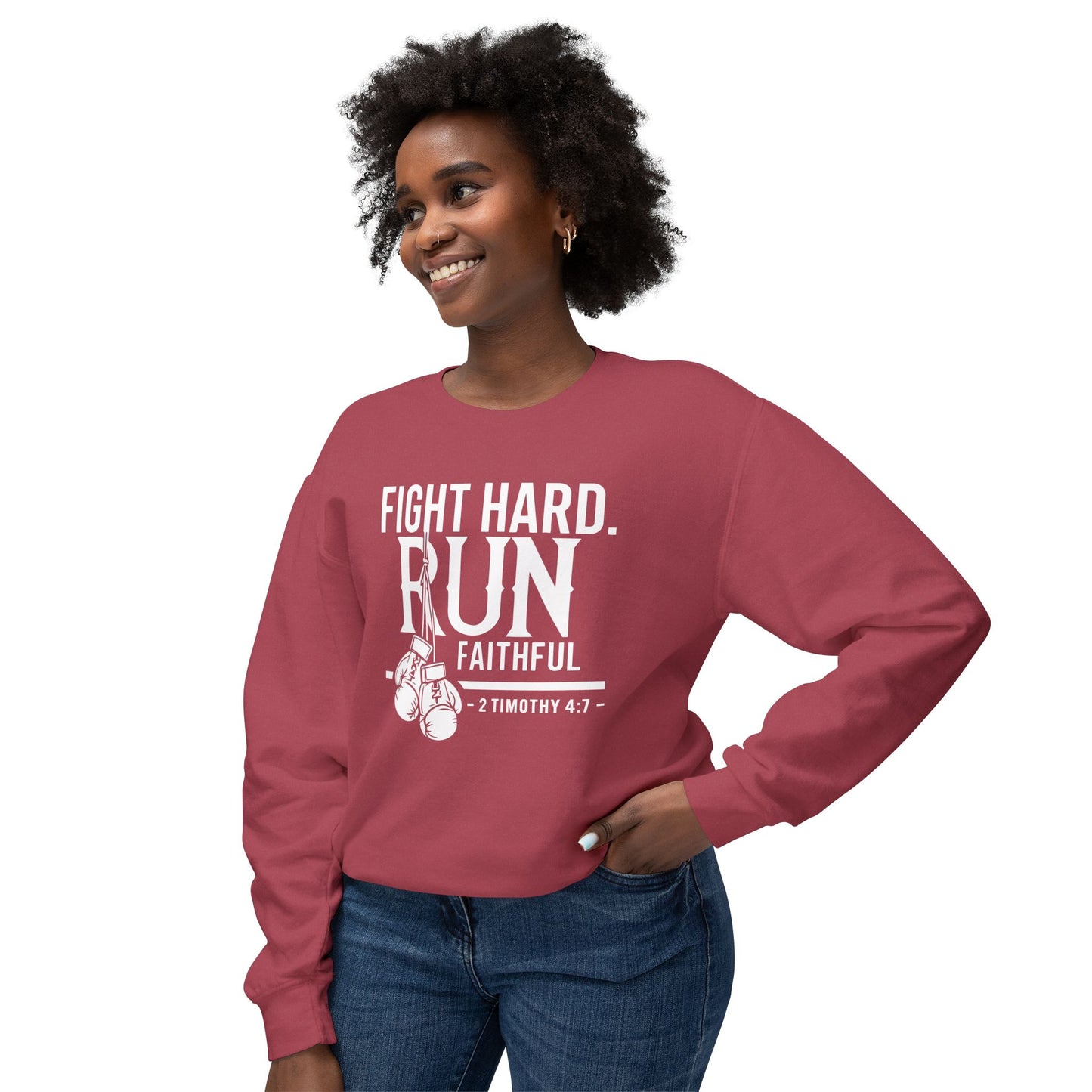 Fight Hard 2 Timothy 4:7 Long Sleeve T‑Shirt — Inspirational Christian Scripture Sweatshirt