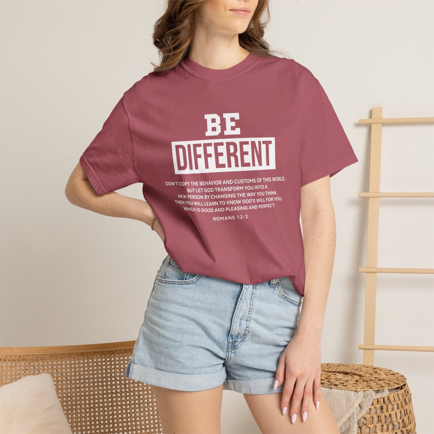 Be Different Romans 12:2 T-Shirt — Christian Faith Graphic T-shirt