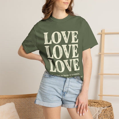 Love Love Love Scripture T‑Shirt — Romans 13:10 Faith Graphic Tee