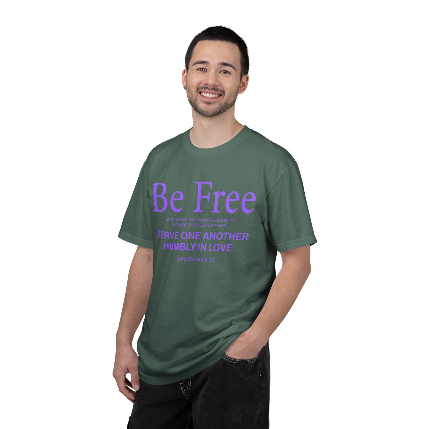Be Free "Galatians 5:13" PURPLE 100% Cotton T-Shirt