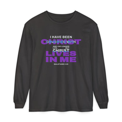 I have been Crucified with Christ "Galatians 2:20" Purple 100% Long Sleeve