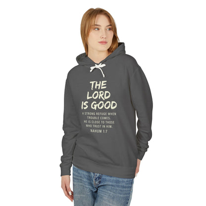 The Lord is Good "Nahum 1:7" beige 100%cotton Hoodie