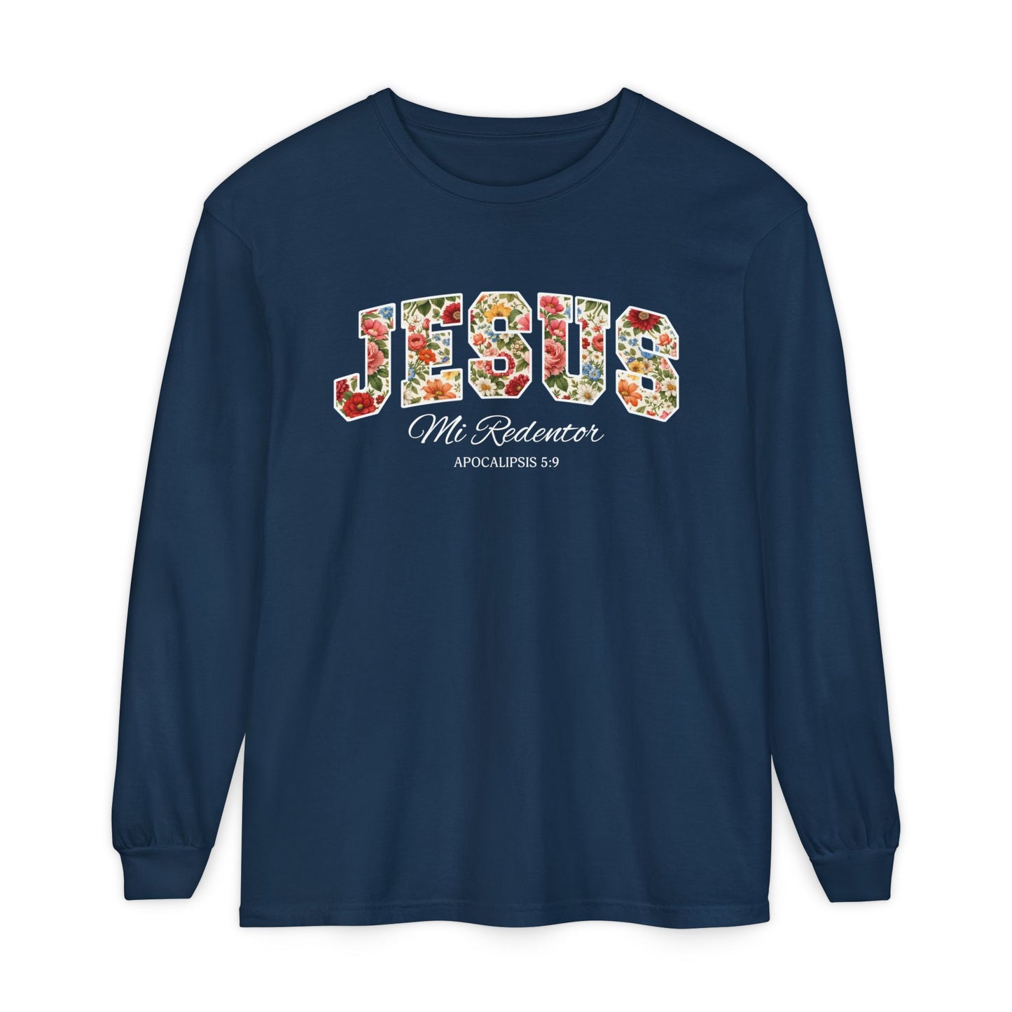 Jesus Mi Redentor Long Sleeve-Shirt — Spanish Christian Faith Tee 100% Cotton