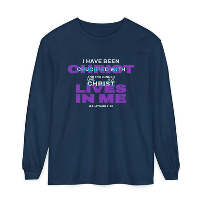 I have been Crucified with Christ "Galatians 2:20" Purple 100% Long Sleeve