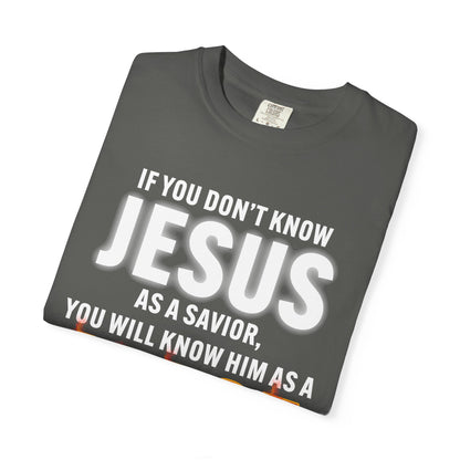 Know Jesus as Savior Cotton T-shirt — Faith-Based Christian Tee