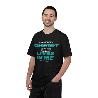 I have been Crucified with Christ "Galatians 2:20" TEAL 100% Cotton T-Shirt