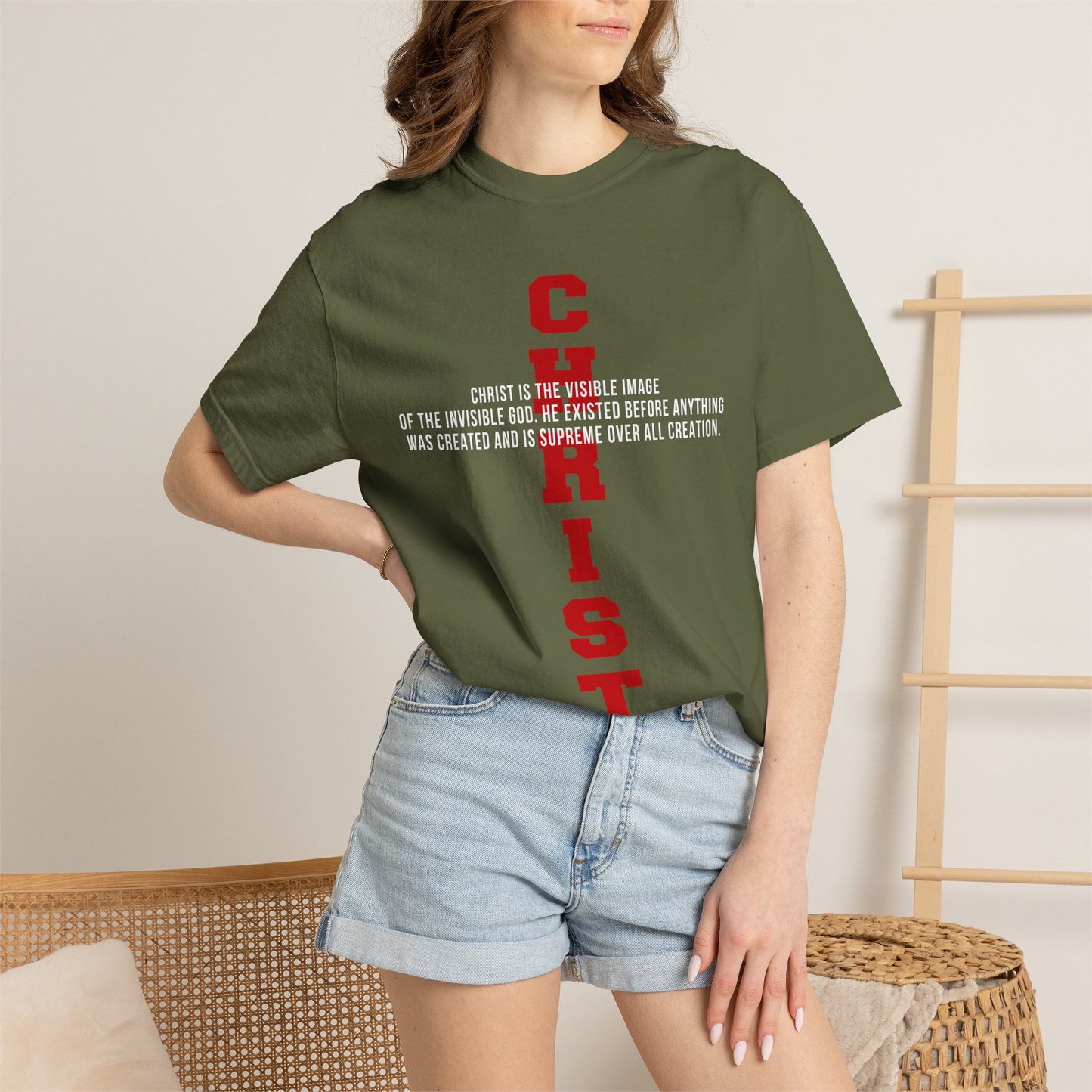 CHRIST the visible image of the invisible God Cotton T-shirt — Faith-Based Christian Tee