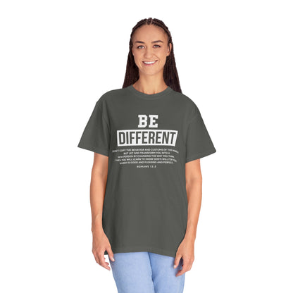 Be Different Romans 12:2 T-Shirt — Christian Faith Graphic T-shirt