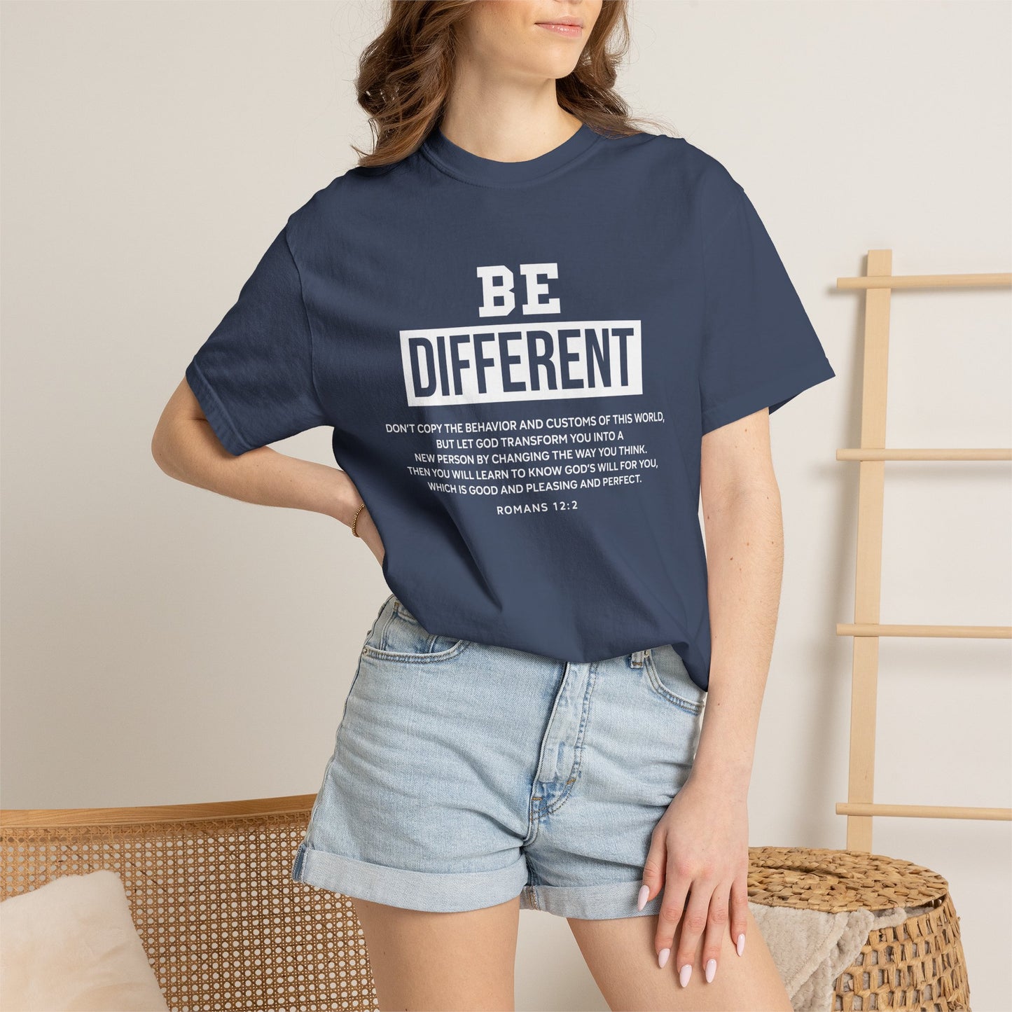Be Different Romans 12:2 T-Shirt — Christian Faith Graphic T-shirt