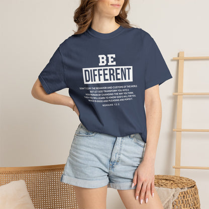 Be Different Romans 12:2 T-Shirt — Christian Faith Graphic T-shirt