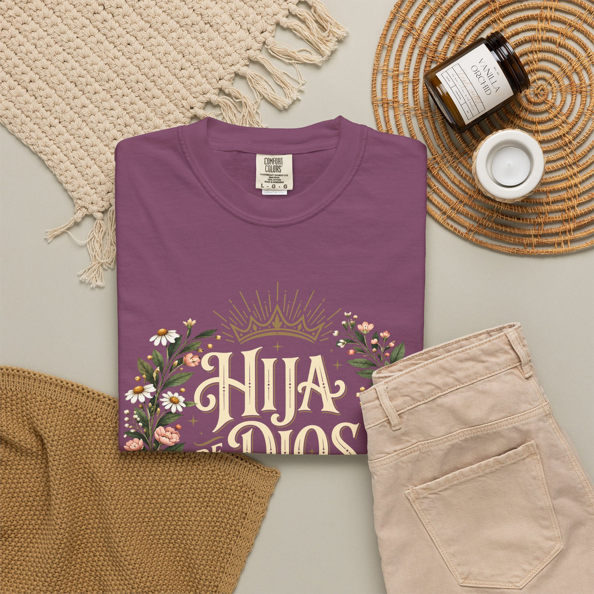 Hija de Dios Floral T‑Shirt — Juan 1:12 Christian Tee