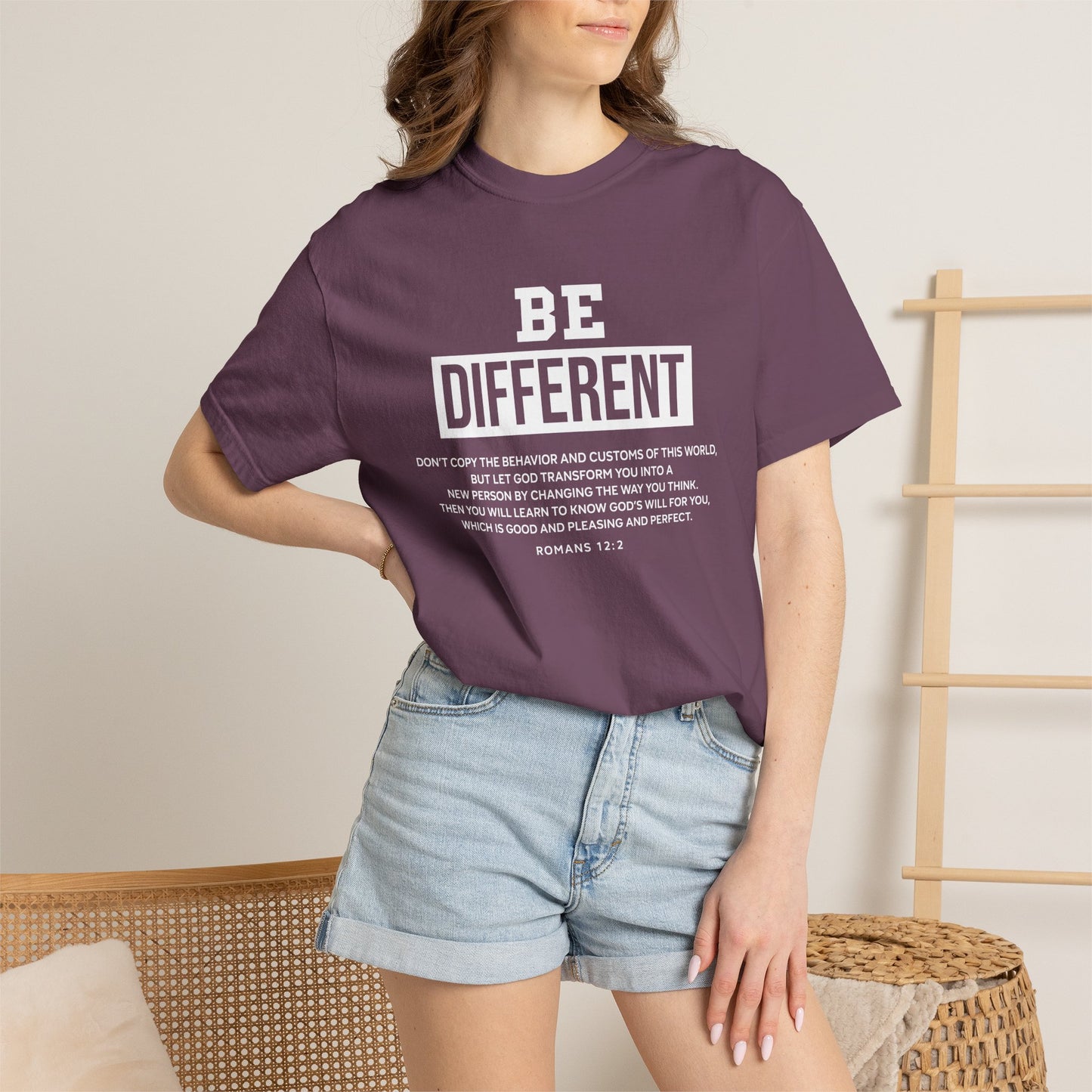 Be Different Romans 12:2 T-Shirt — Christian Faith Graphic T-shirt