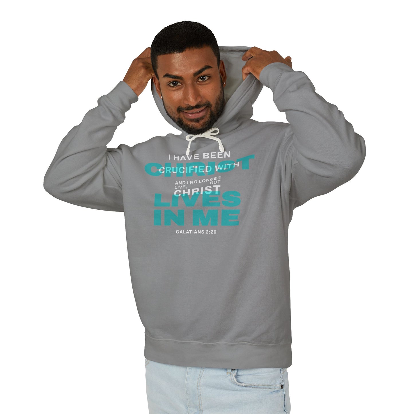 I have been Crucified with Christ "Galatians 2:20" Teal Unisex 100% Cotton Hoodie