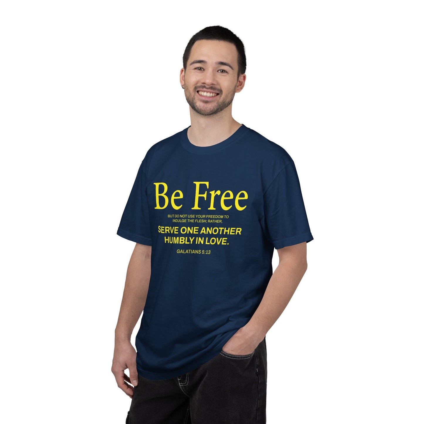 Be Free "Galatians 5:13" Yellow 100% Cotton T-Shirt