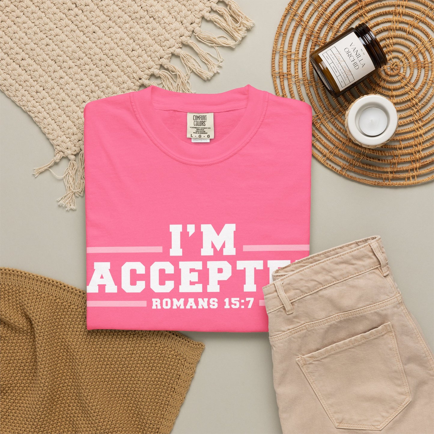 I'm Accepted "Romans 15:7" Cotton T-Shirt — Faith-Inspired Christian Tee
