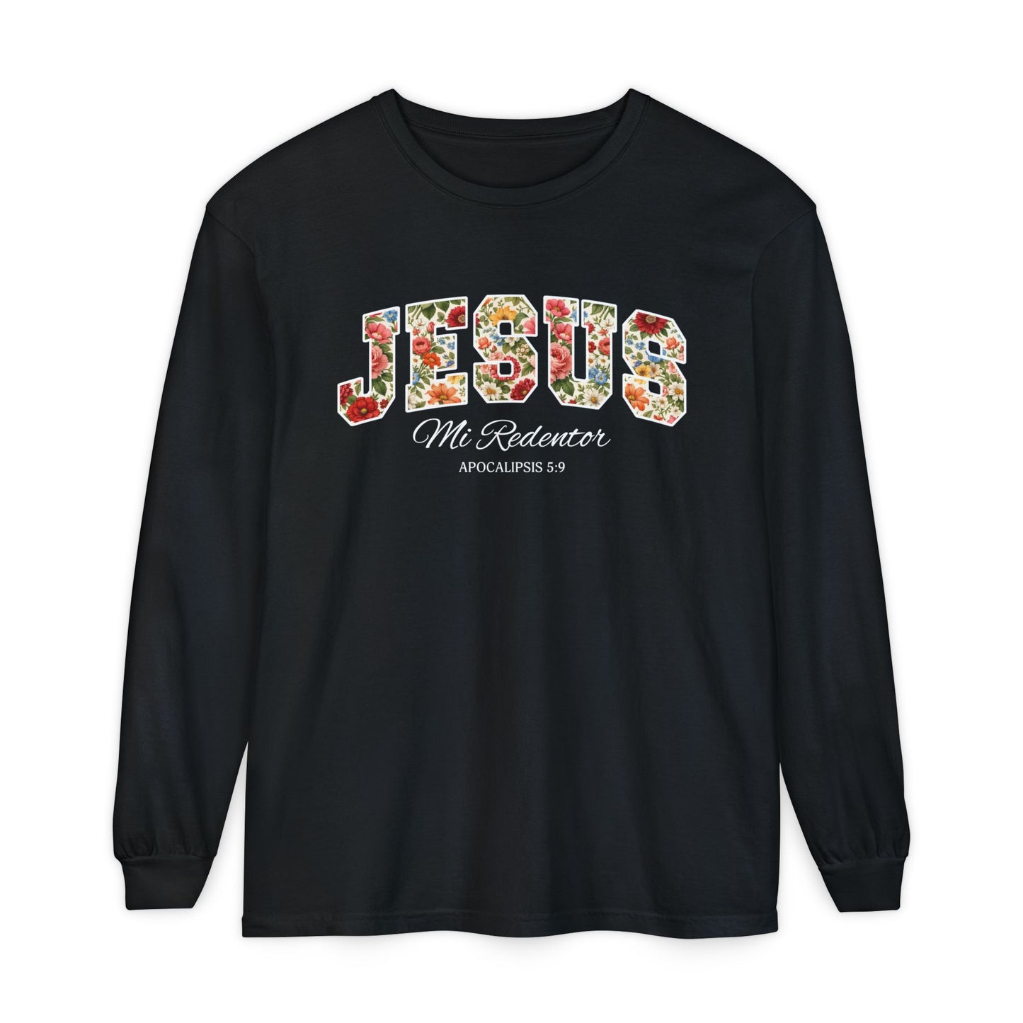Jesus Mi Redentor Long Sleeve-Shirt — Spanish Christian Faith Tee 100% Cotton