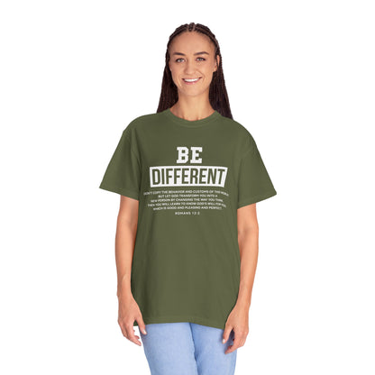 Be Different Romans 12:2 T-Shirt — Christian Faith Graphic T-shirt