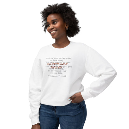 Biblical Wisdom Crewneck — Ecclesiastes 7:11-12 Bible Verse Sweatshirt