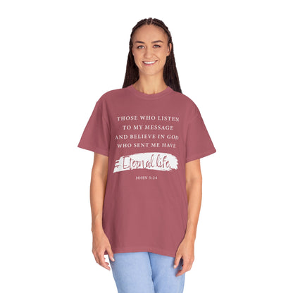John 5:24 'Eternal Life' T-Shirt — Faith-Based Cotton Tee