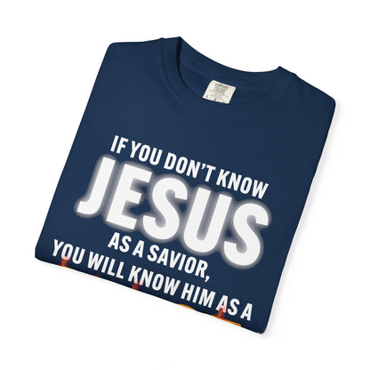 Know Jesus as Savior Cotton T-shirt — Faith-Based Christian Tee
