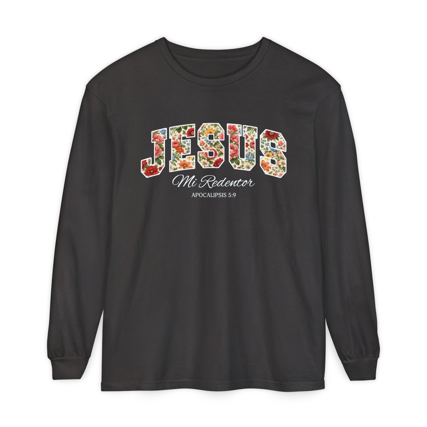 Jesus Mi Redentor Long Sleeve-Shirt — Spanish Christian Faith Tee 100% Cotton