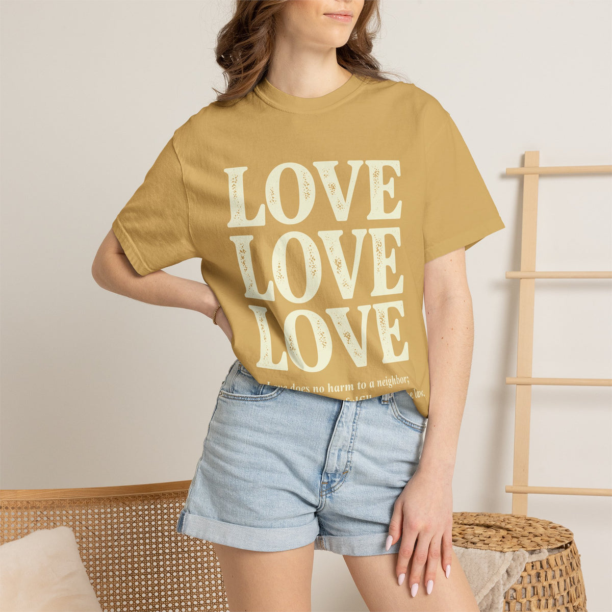 Love Love Love Scripture T‑Shirt — Romans 13:10 Faith Graphic Tee