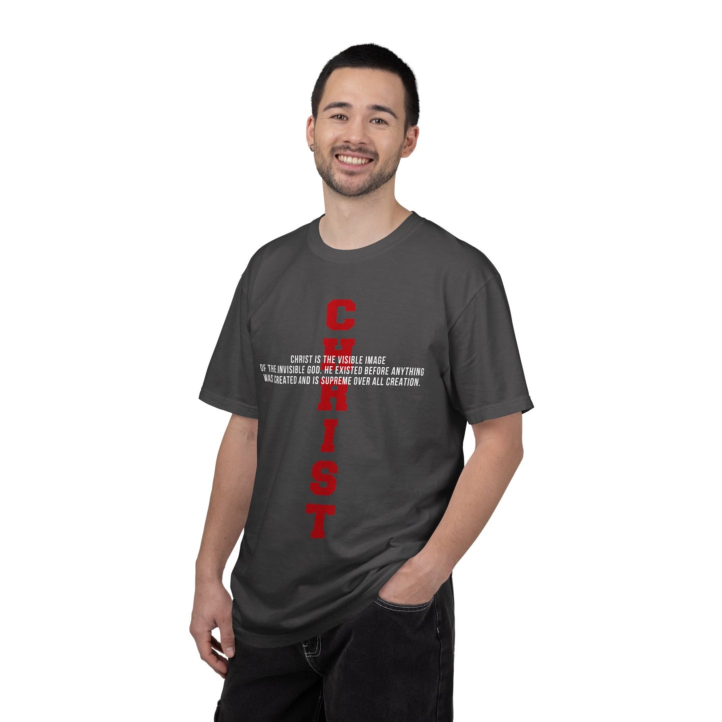 CHRIST the visible image of the invisible God Cotton T-shirt — Faith-Based Christian Tee